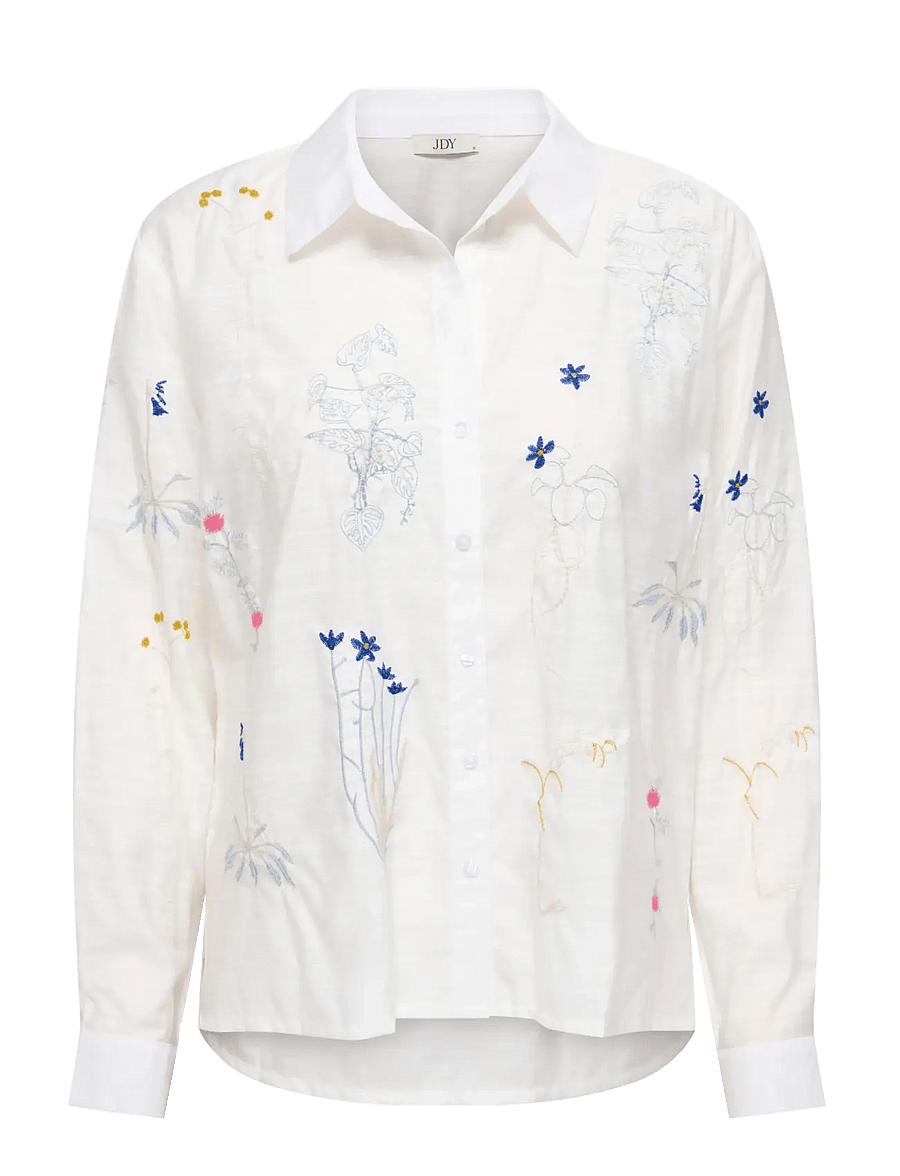 JDY - JDYRHEA L/S LOOSE EMBROIDERY SHIRT WVN - cloud dancer - 0
