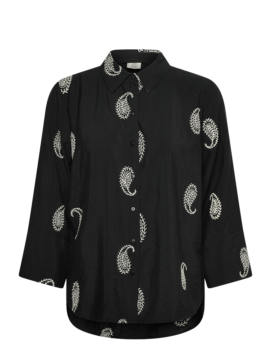 JDY - JDYTHEA 7/8 EMBROIDERY SHIRT WVN - chemises à manches longues - black - 0