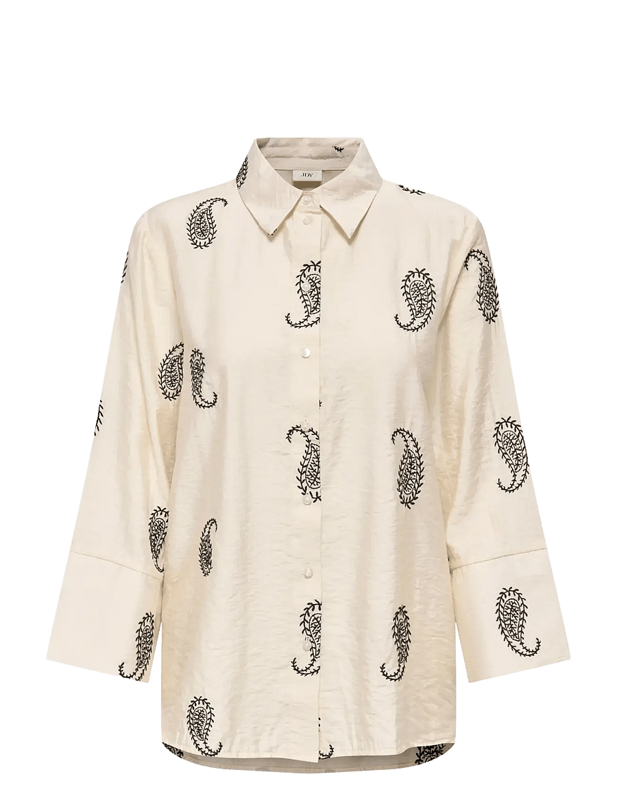 JDY - JDYTHEA 7/8 EMBROIDERY SHIRT WVN - langærmede skjorter - ecru - 0
