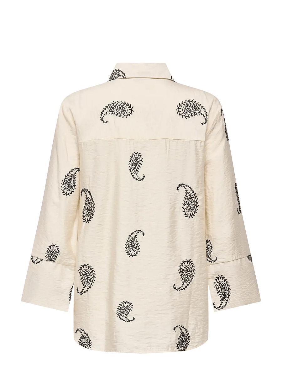 JDY - JDYTHEA 7/8 EMBROIDERY SHIRT WVN - langærmede skjorter - ecru - 1