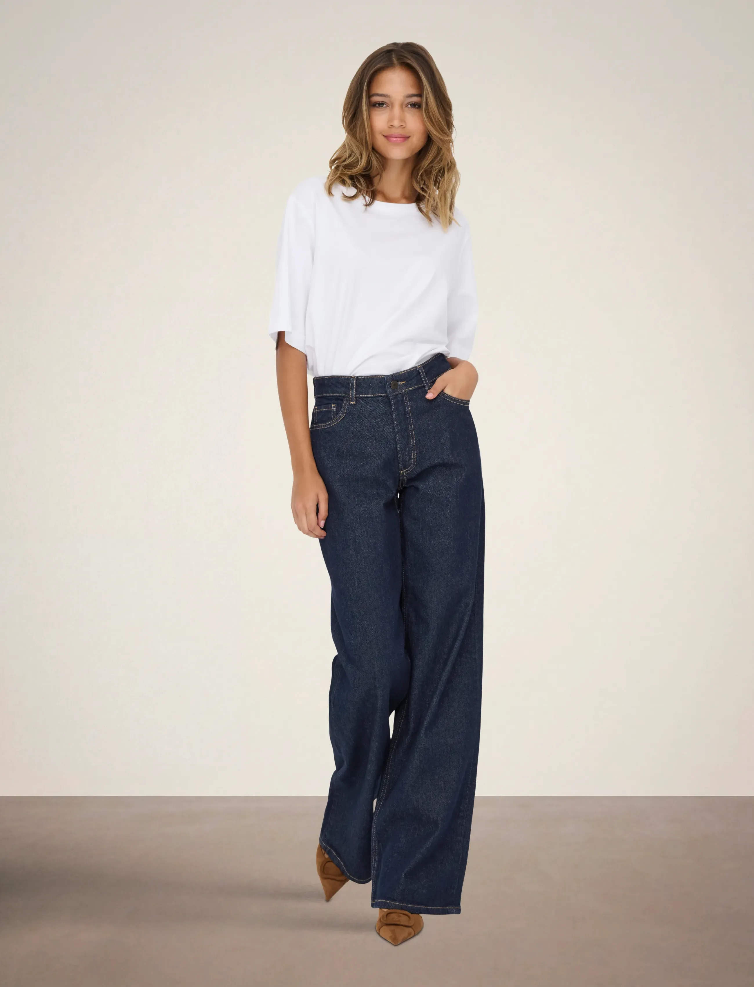 JDY - JDYRUBY MW WID RINSE 1015 DNM NOOS - pantalons larges - dark blue denim - 4