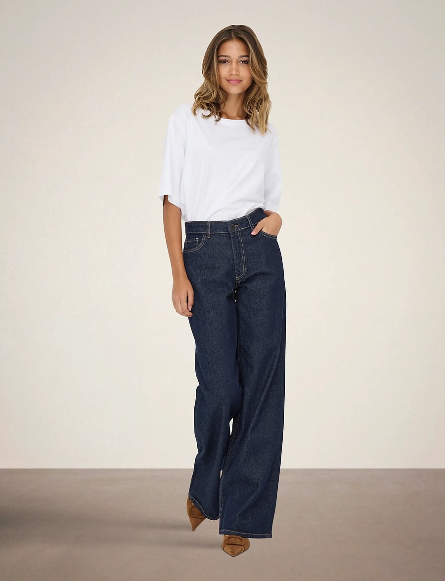 JDY - JDYRUBY MW WID RINSE 1015 DNM NOOS - pantalons larges - dark blue denim - 4