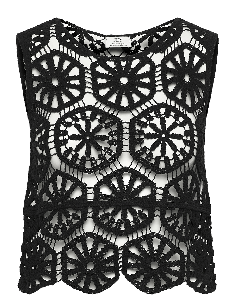 JDY - JDYVIC S/L O-NECK TOP KNT - Ärmellose tops - black - 0
