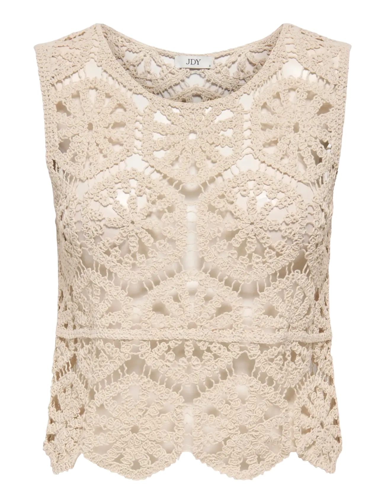 JDY JDYVIC S/L O-NECK TOP KNT - Tøj - TAPIOCA / beige