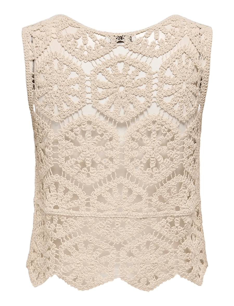 JDY - JDYVIC S/L O-NECK TOP KNT - topi bez piedurknēm - tapioca - 1