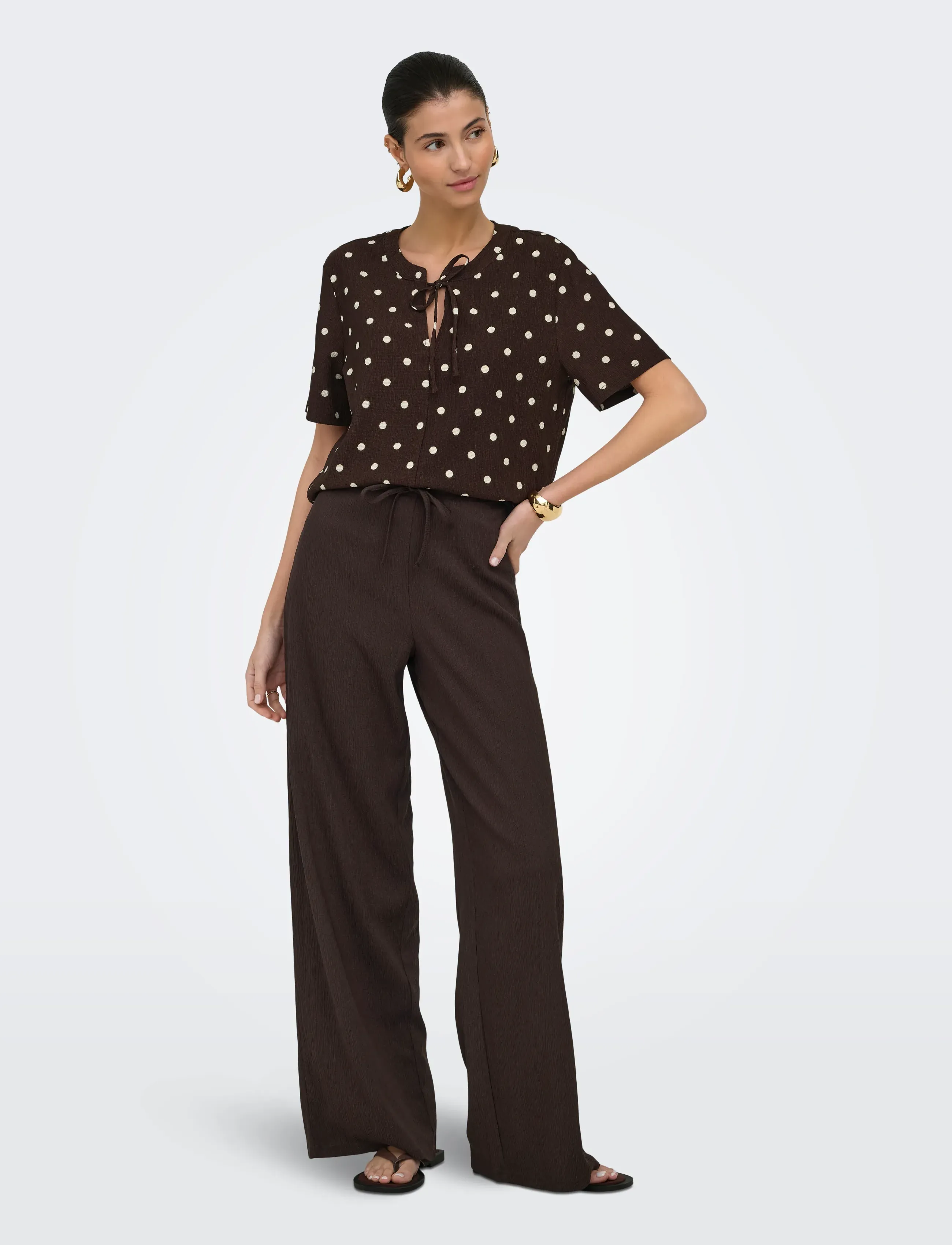 JDY - JDYDEBBIE NEW LOOSE PANT JRS DIA - bukser med brede ben - coffee bean - 4