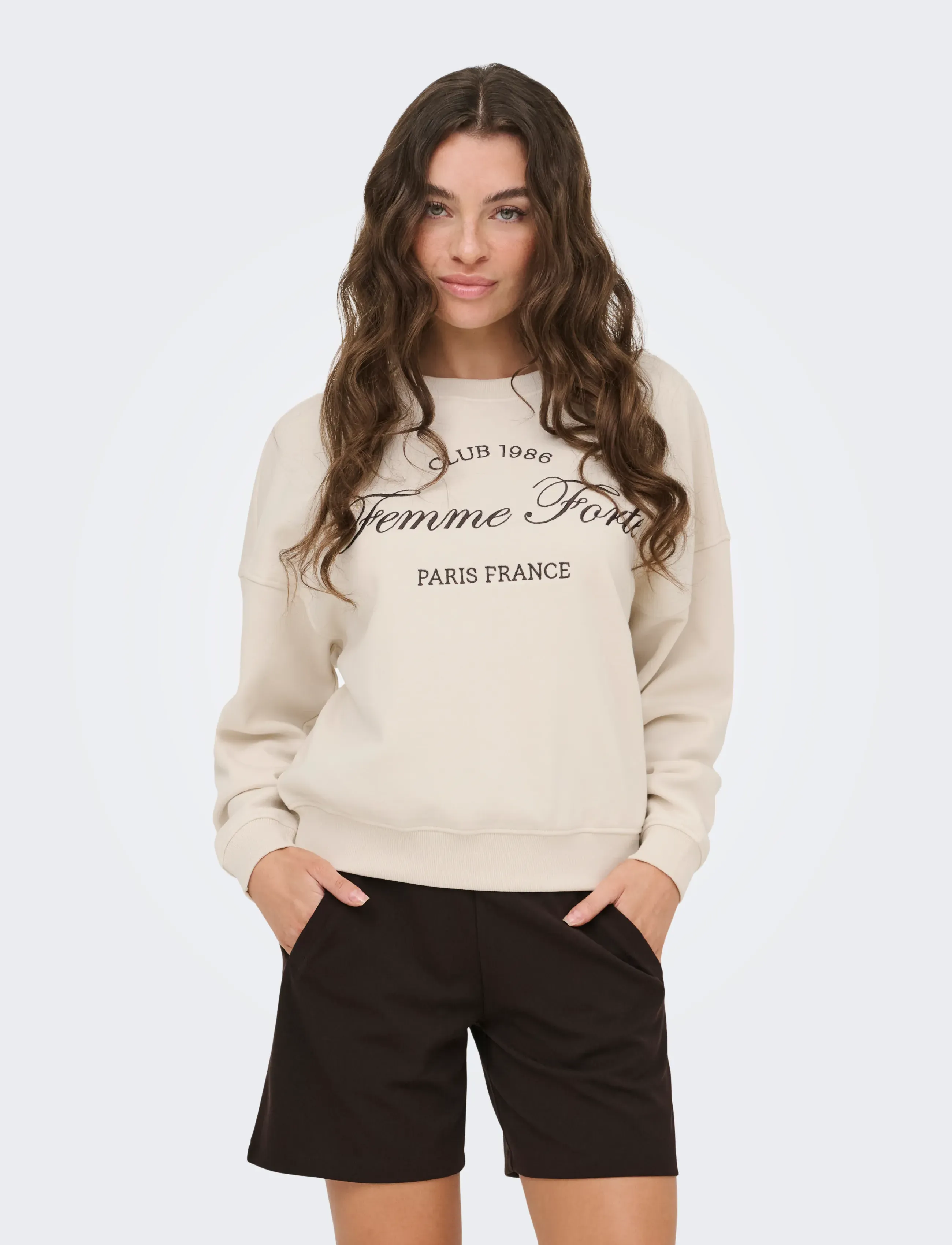 JDY JDYMESA L/S O-NK EMB SWEAT JRS NOOS - JDY - BIRCH / cream