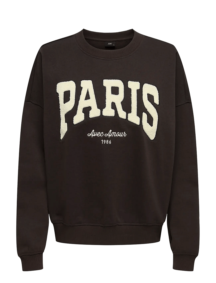JDY - JDYMESA LIFE L/S O-NK EMB SWEAT JRS NOOS - hverdags stil - ganache - 1