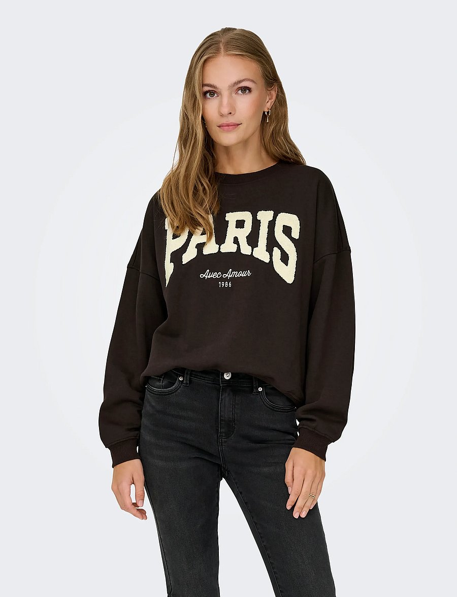 JDY - JDYMESA LIFE L/S O-NK EMB SWEAT JRS NOOS - hverdags stil - ganache - 0