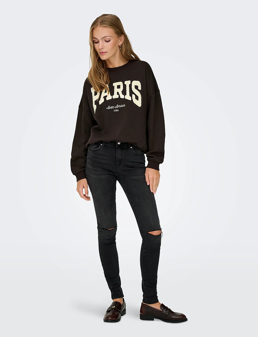 JDY - JDYMESA LIFE L/S O-NK EMB SWEAT JRS NOOS - hverdags stil - ganache - 4