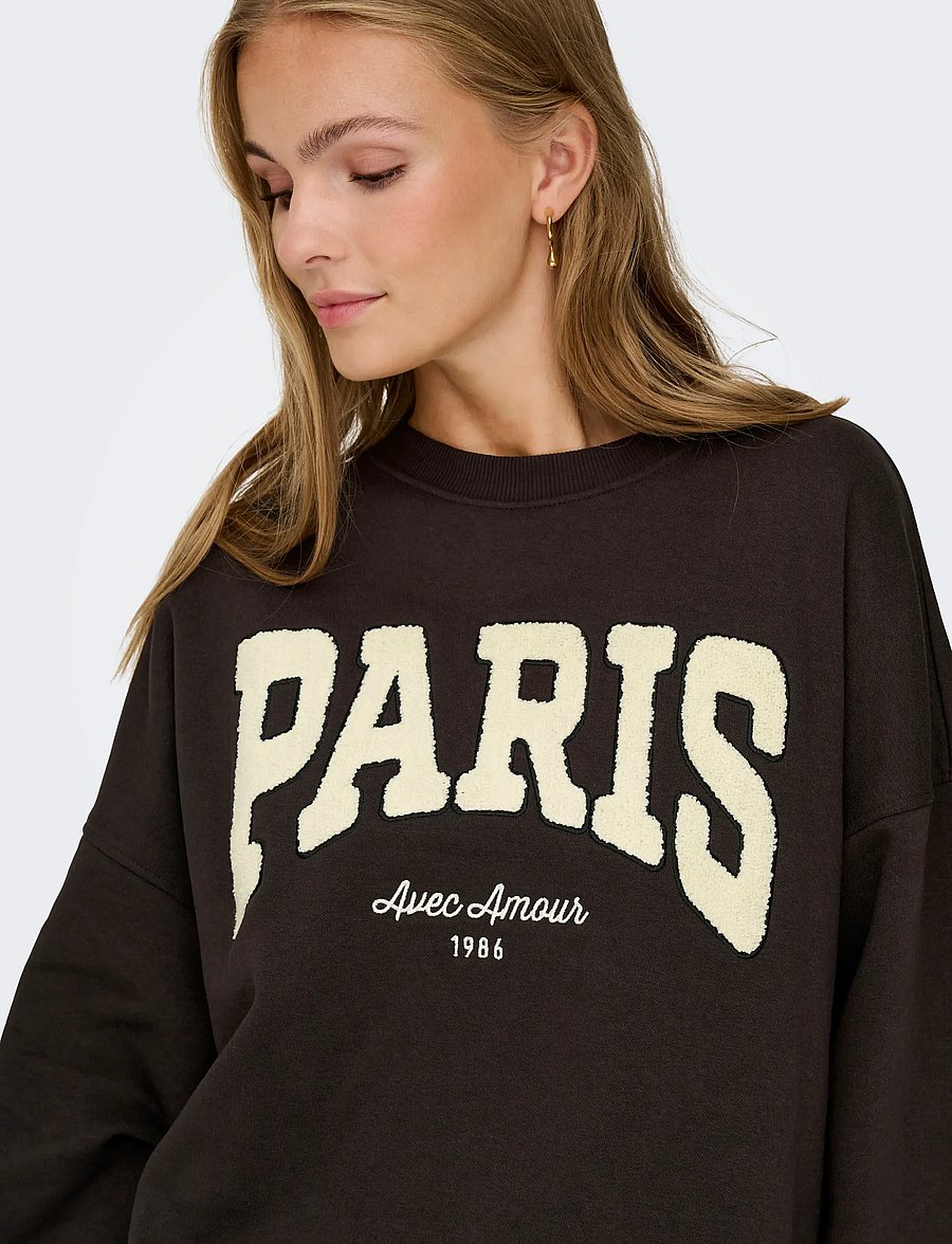 JDY - JDYMESA LIFE L/S O-NK EMB SWEAT JRS NOOS - hverdags stil - ganache - 5