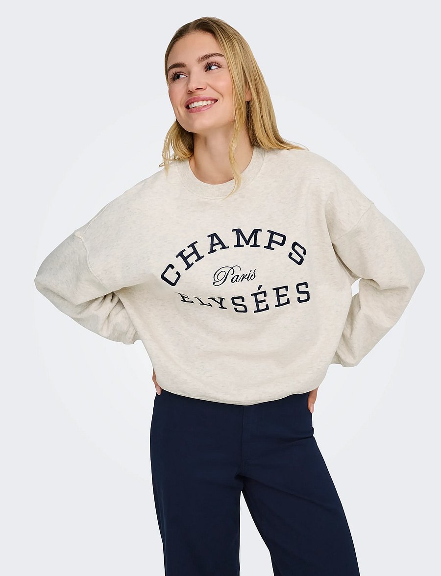JDY - JDYMESA L/S O-NK EMB SWEAT JRS NOOS - vardagsstil - oatmeal - 0