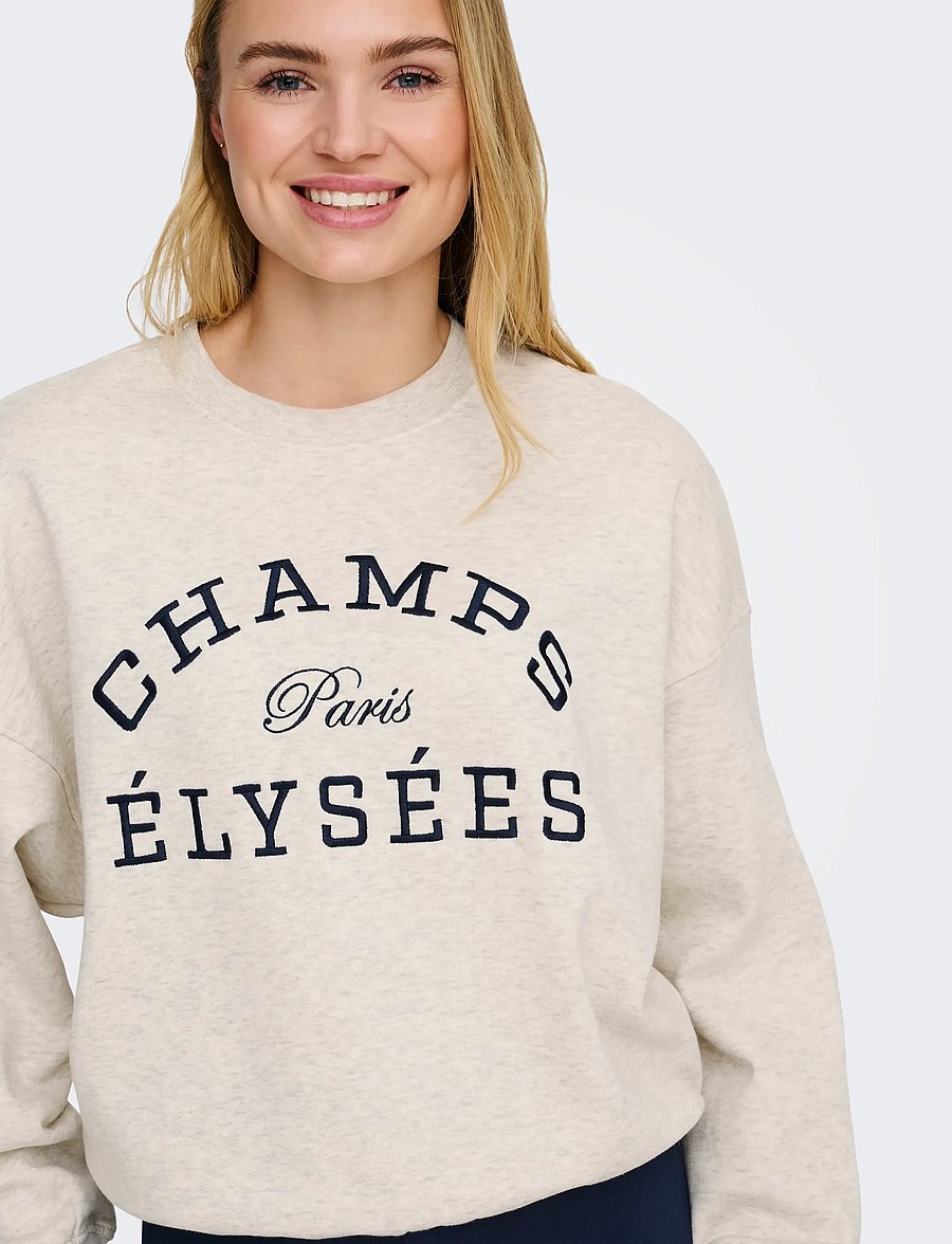 JDY - JDYMESA L/S O-NK EMB SWEAT JRS NOOS - vardagsstil - oatmeal - 5