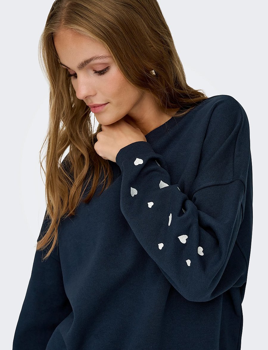 JDY - JDYMESA L/S O-NK EMB SWEAT JRS NOOS - hverdags stil - sky captain - 4