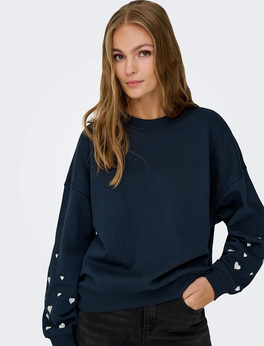 JDY - JDYMESA L/S O-NK EMB SWEAT JRS NOOS - hverdags stil - sky captain - 5