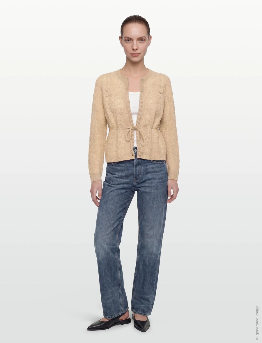 JDY - JDYMOON LIFE L/S TIE CARDIGAN KNT - cardigans - camel - 0