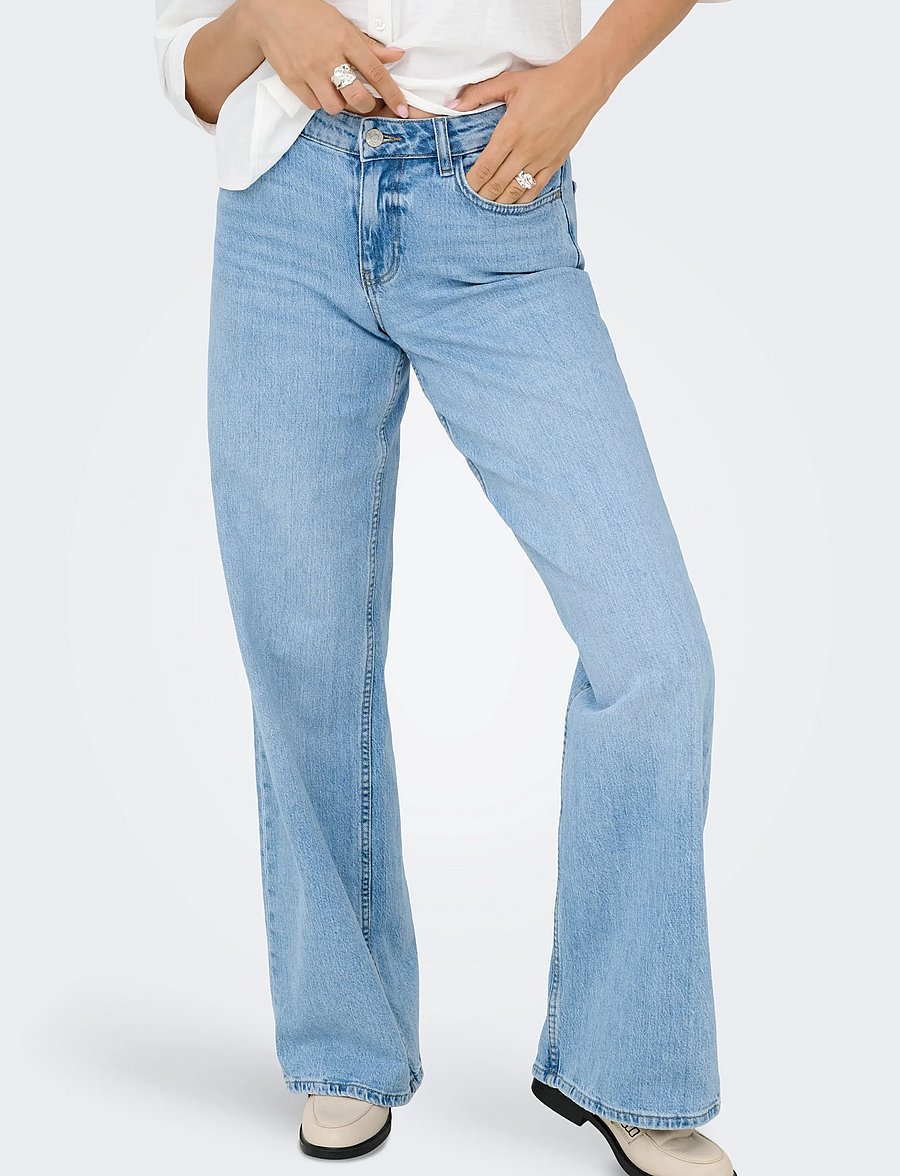 JDY - JDYRUBY MW WID LB 1012 DNM NOOS - brede jeans - light blue denim - 4