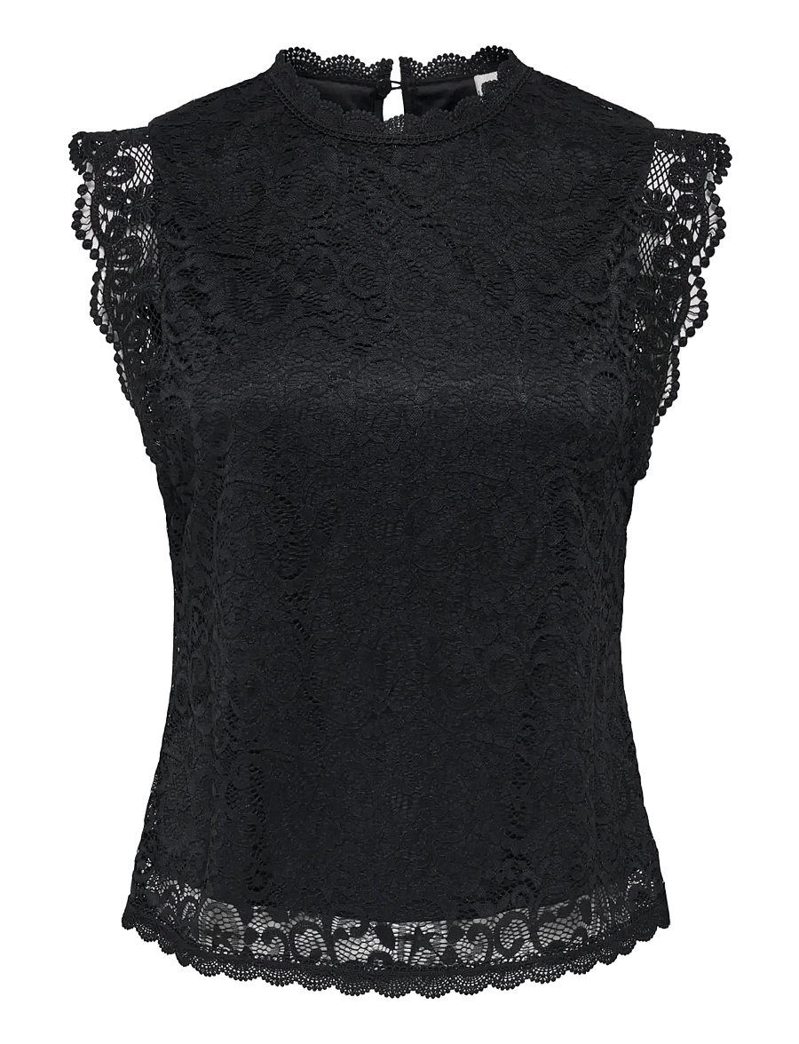 JDY - JDYLOTAS S/L LACE TOP JRS NOOS - blouses zonder mouwen - black - 1