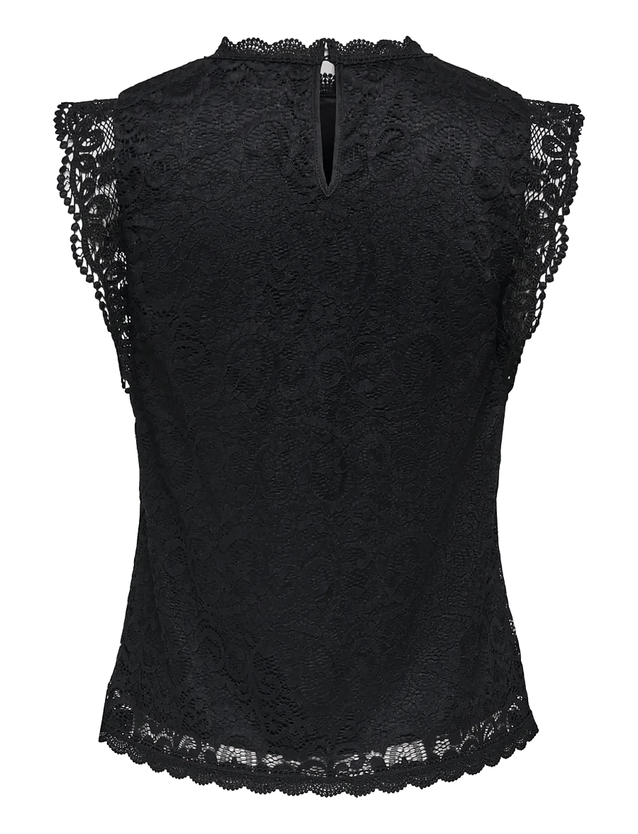 JDY - JDYLOTAS S/L LACE TOP JRS NOOS - blouses zonder mouwen - black - 2
