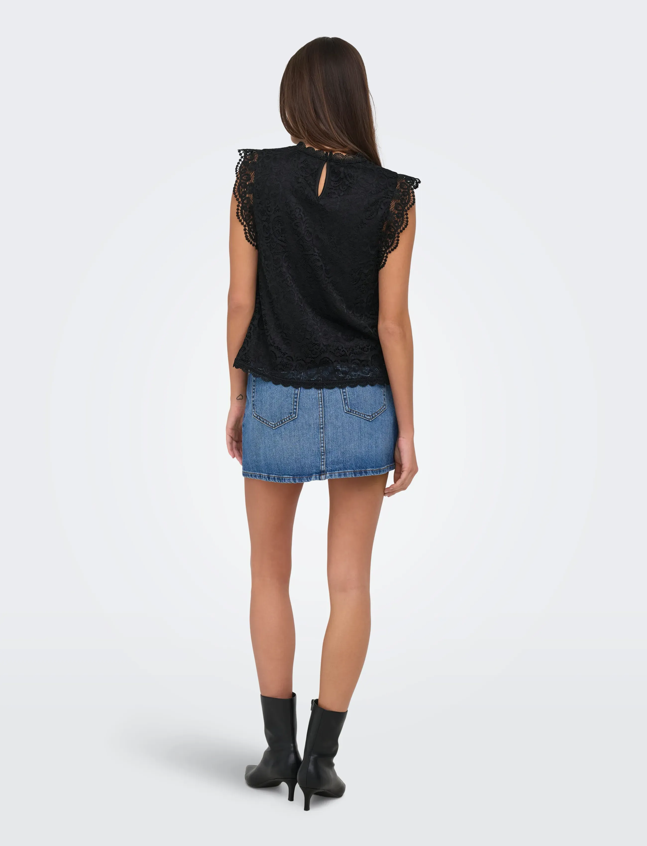 JDY - JDYLOTAS S/L LACE TOP JRS NOOS - blouses zonder mouwen - black - 3