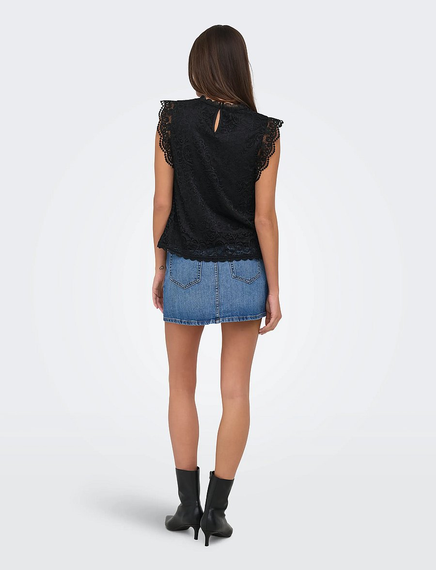 JDY - JDYLOTAS S/L LACE TOP JRS NOOS - Ærmeløse bluser - black - 3
