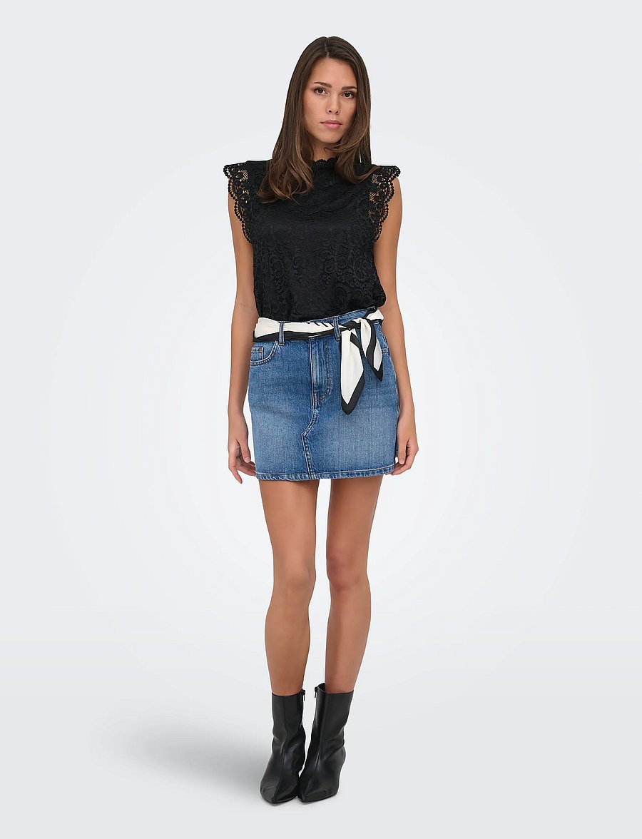 JDY - JDYLOTAS S/L LACE TOP JRS NOOS - blouses zonder mouwen - black - 4