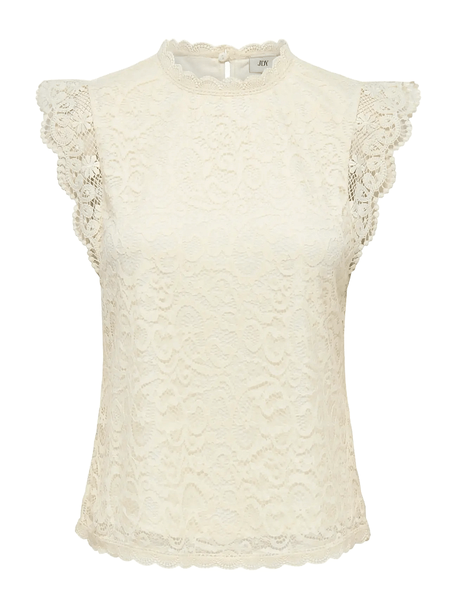 JDY - JDYLOTAS S/L LACE TOP JRS NOOS - Ærmeløse bluser - cloud dancer - 1