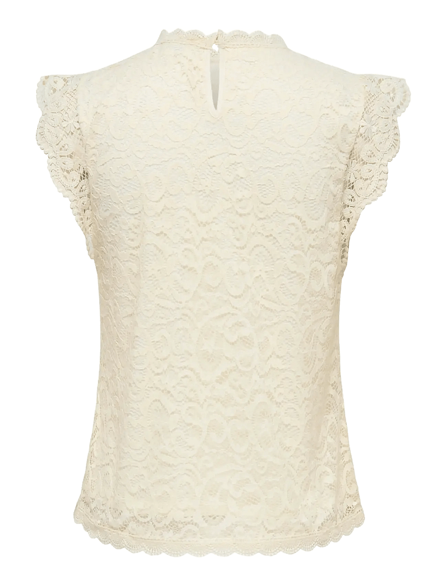 JDY - JDYLOTAS S/L LACE TOP JRS NOOS - Ærmeløse bluser - cloud dancer - 2