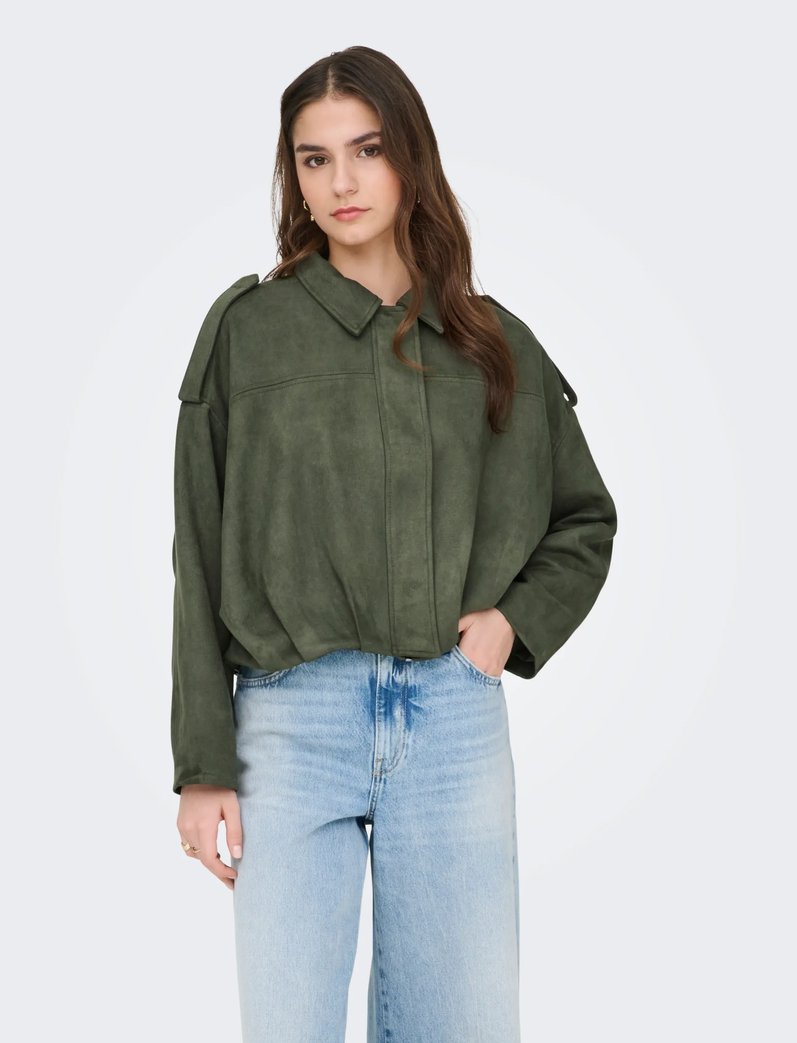 JDY JDYNIA FAUX SUEDE BAT JACKET OTW NOOS - Jackets & Coats - THYME / khaki/green