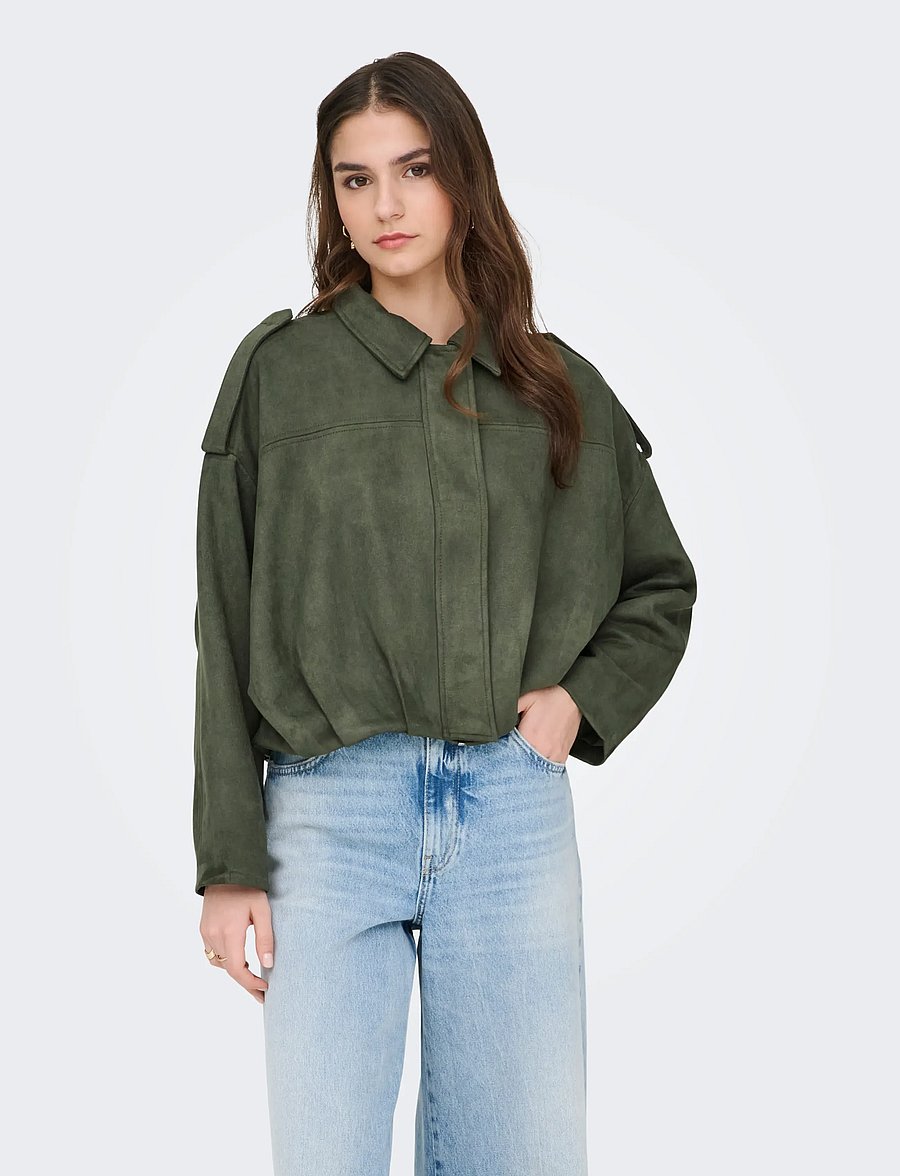 JDY - JDYNIA FAUX SUEDE BAT JACKET OTW NOOS - light jackets - thyme - 0