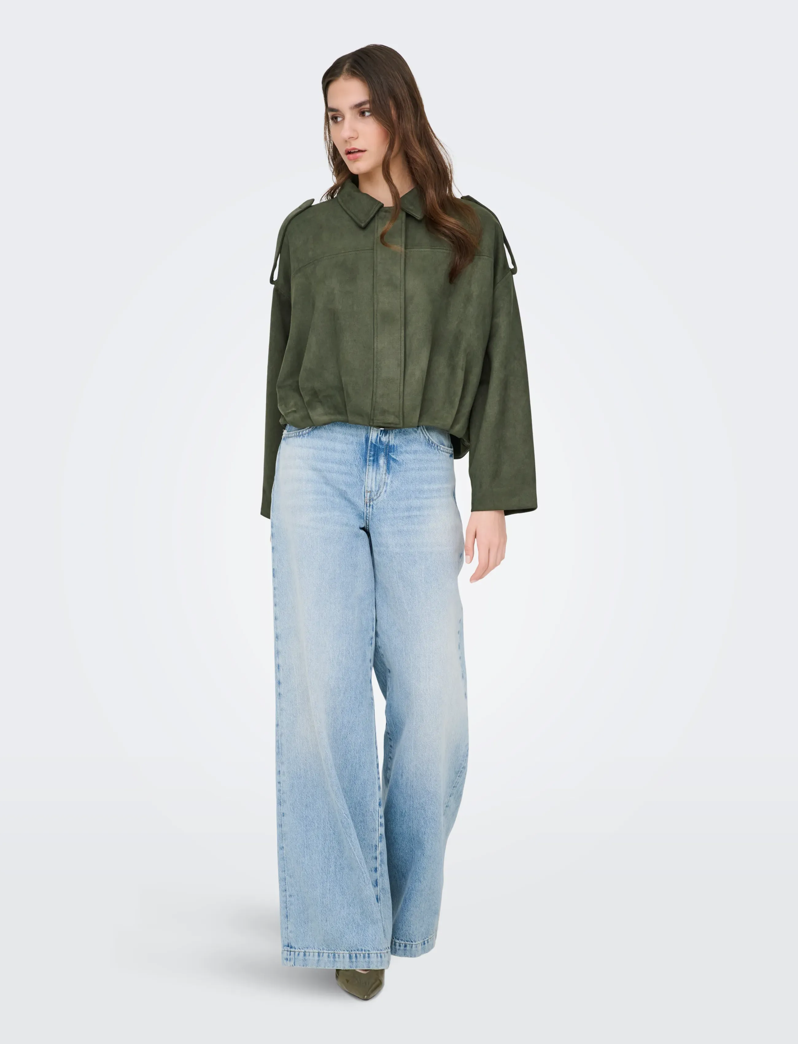 JDY - JDYNIA FAUX SUEDE BAT JACKET OTW NOOS - light jackets - thyme - 4