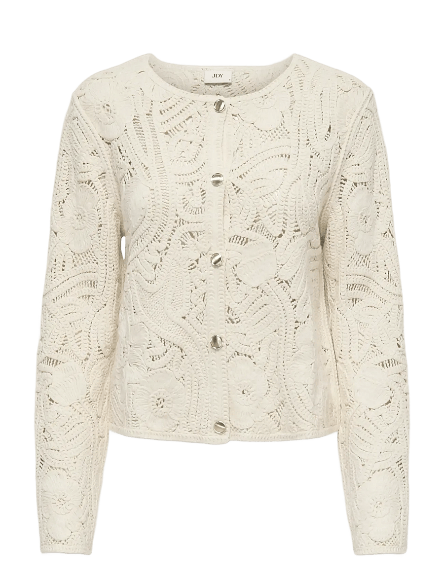 JDY - JDYZANKA L/S CROCHET CARDIGAN JRS - gilets - cloud dancer - 1