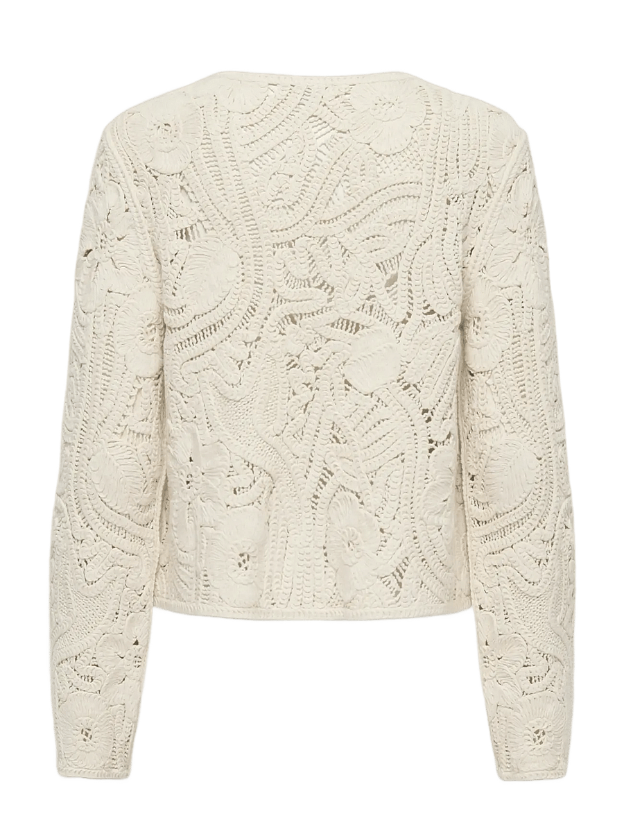 JDY - JDYZANKA L/S CROCHET CARDIGAN JRS - gilets - cloud dancer - 2
