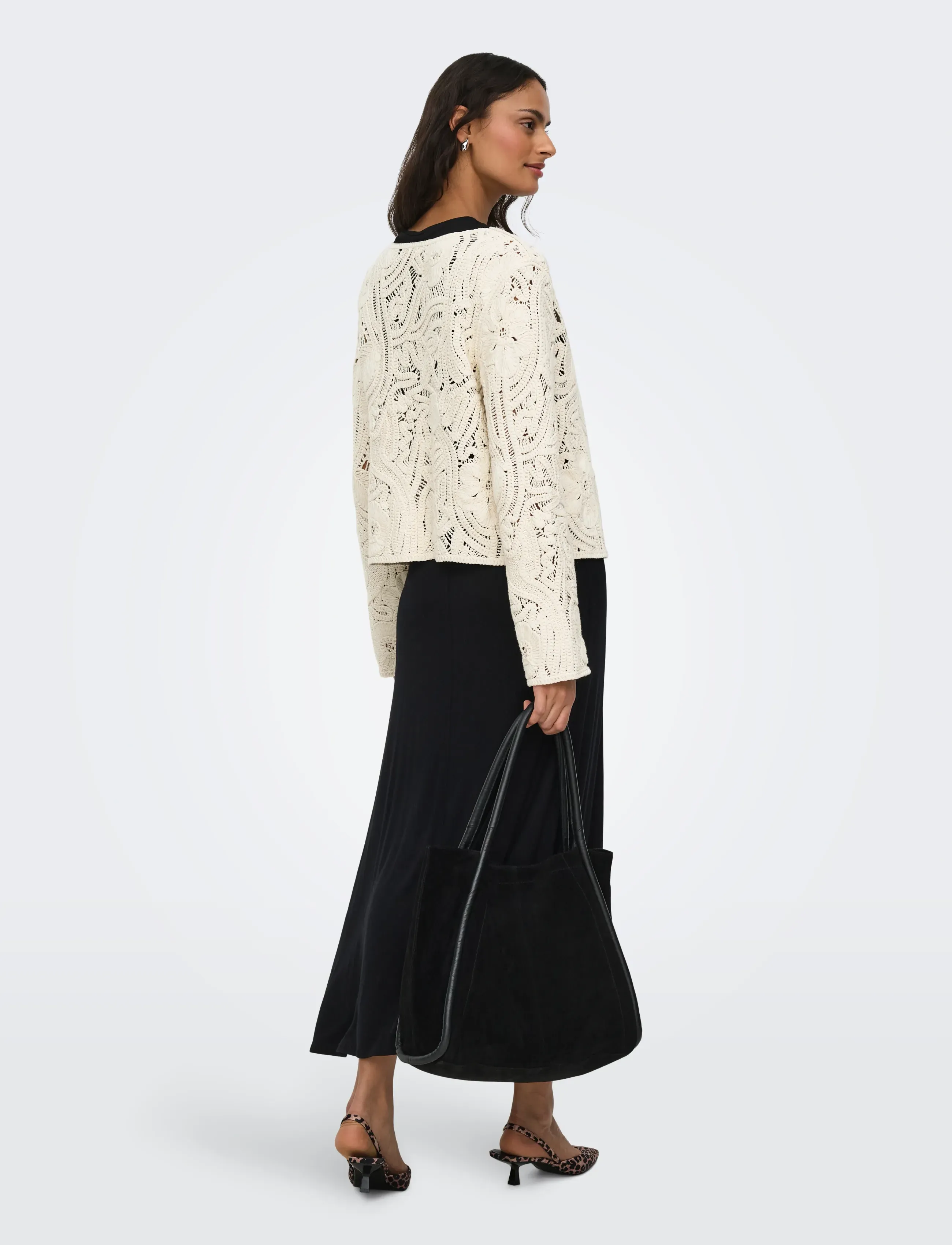 JDY - JDYZANKA L/S CROCHET CARDIGAN JRS - gilets - cloud dancer - 3