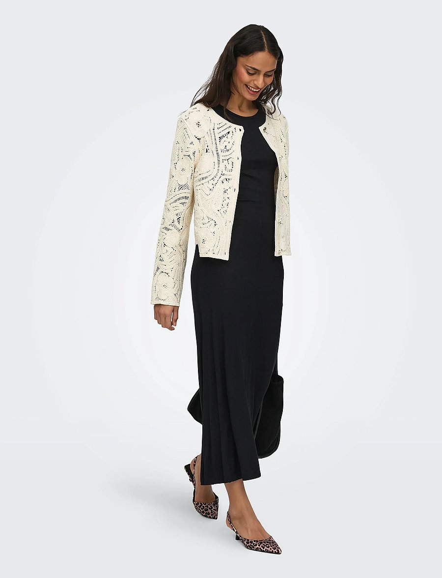 JDY - JDYZANKA L/S CROCHET CARDIGAN JRS - gilets - cloud dancer - 4