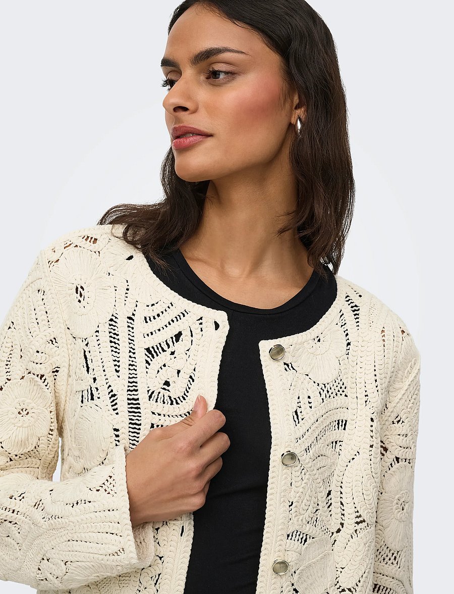 JDY - JDYZANKA L/S CROCHET CARDIGAN JRS - gilets - cloud dancer - 5