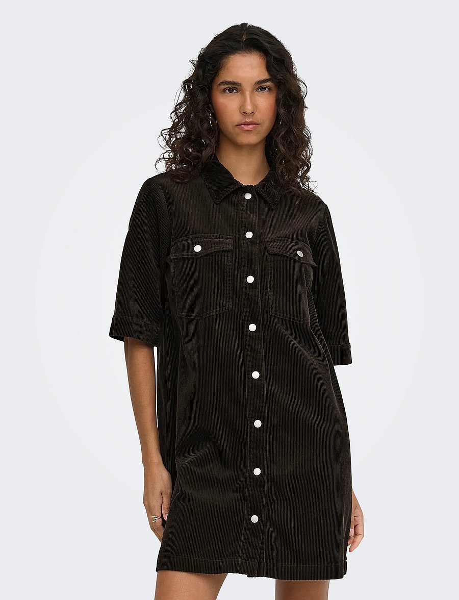 JDY - JDYSHIRAZ S/S BUTTON DRESS PNT NOOS - chocolate torte - 0