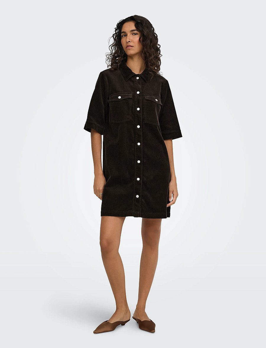 JDY - JDYSHIRAZ S/S BUTTON DRESS PNT NOOS - chocolate torte - 4