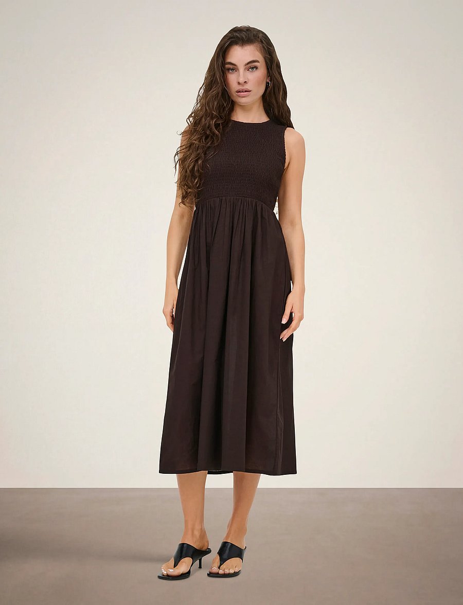 JDY - JDYDIEGO S/L SMOCK MIDI DRESS WVN NOOS - partykleider - chocolate torte - 0