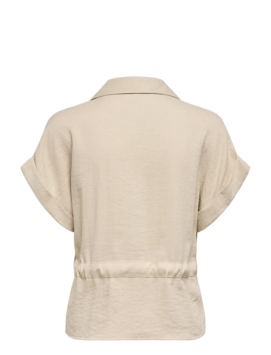 JDY - JDYMILLE S/S ZIP SHIRT WVN NOOS - kurzärmlige hemden - sandshell - 2