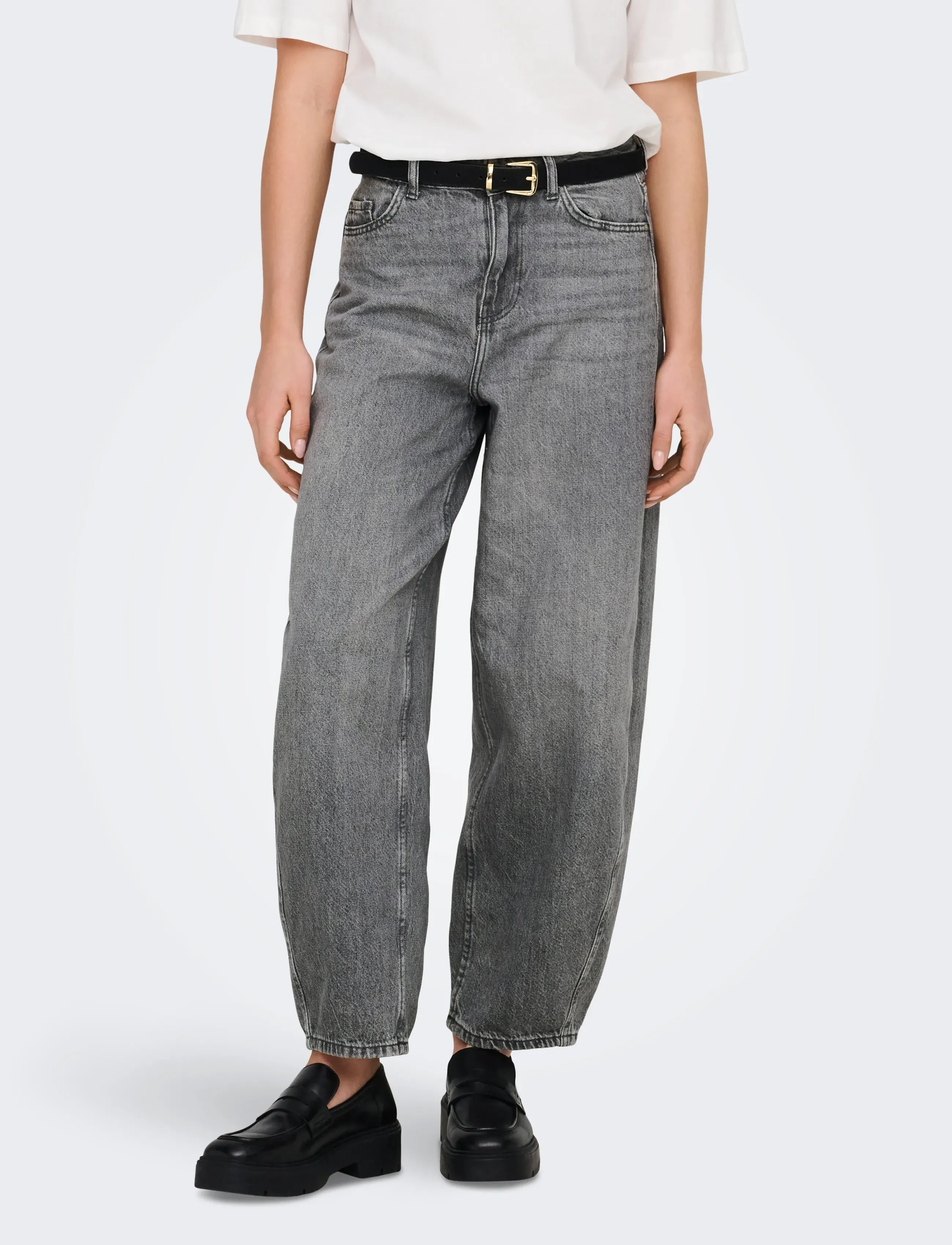 JDY susie Mw Bar Mg 1031 Jeans Dnm, S x 32, Jeans, Grau - Barrel Frauen
