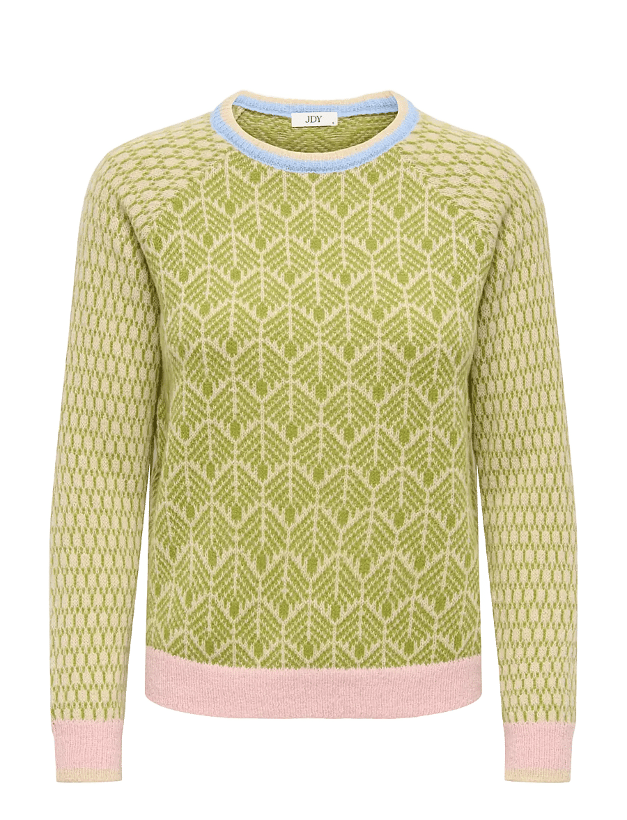 JDY - JDYBRYN LIFE L/S ONECK JACQ PULLOVER KNT - stickade tröjor - crÈme brÛlÉe - 1