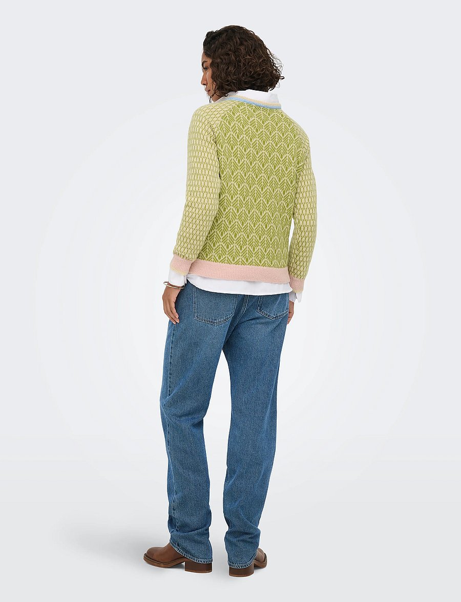JDY - JDYBRYN LIFE L/S ONECK JACQ PULLOVER KNT - stickade tröjor - crÈme brÛlÉe - 3