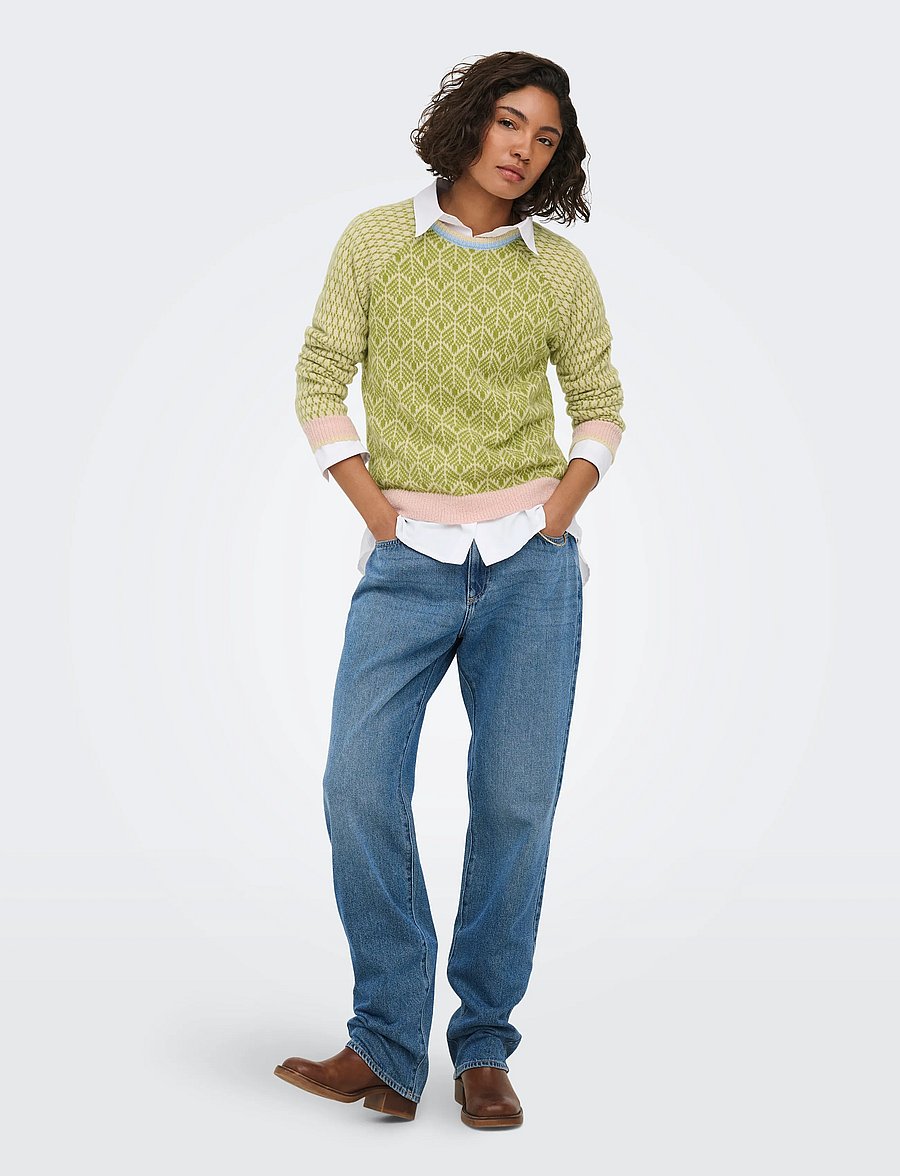 JDY - JDYBRYN LIFE L/S ONECK JACQ PULLOVER KNT - stickade tröjor - crÈme brÛlÉe - 4