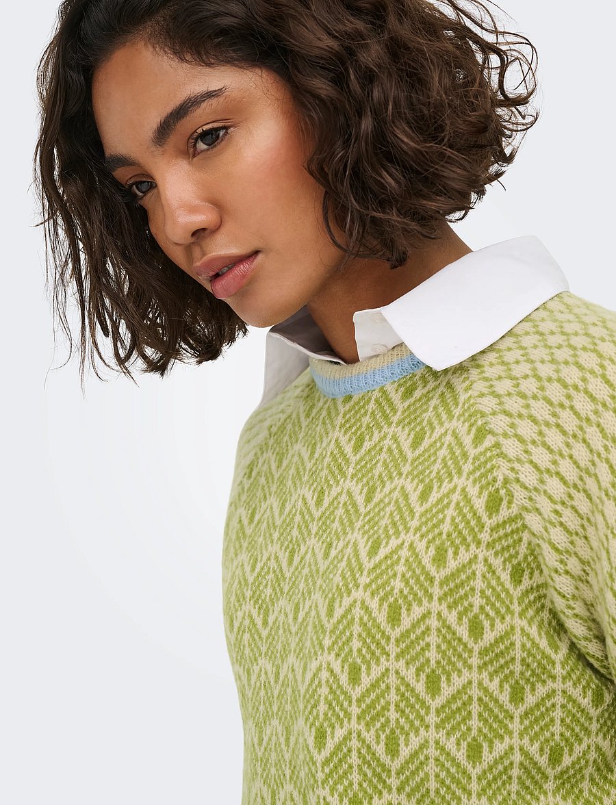 JDY - JDYBRYN LIFE L/S ONECK JACQ PULLOVER KNT - stickade tröjor - crÈme brÛlÉe - 5