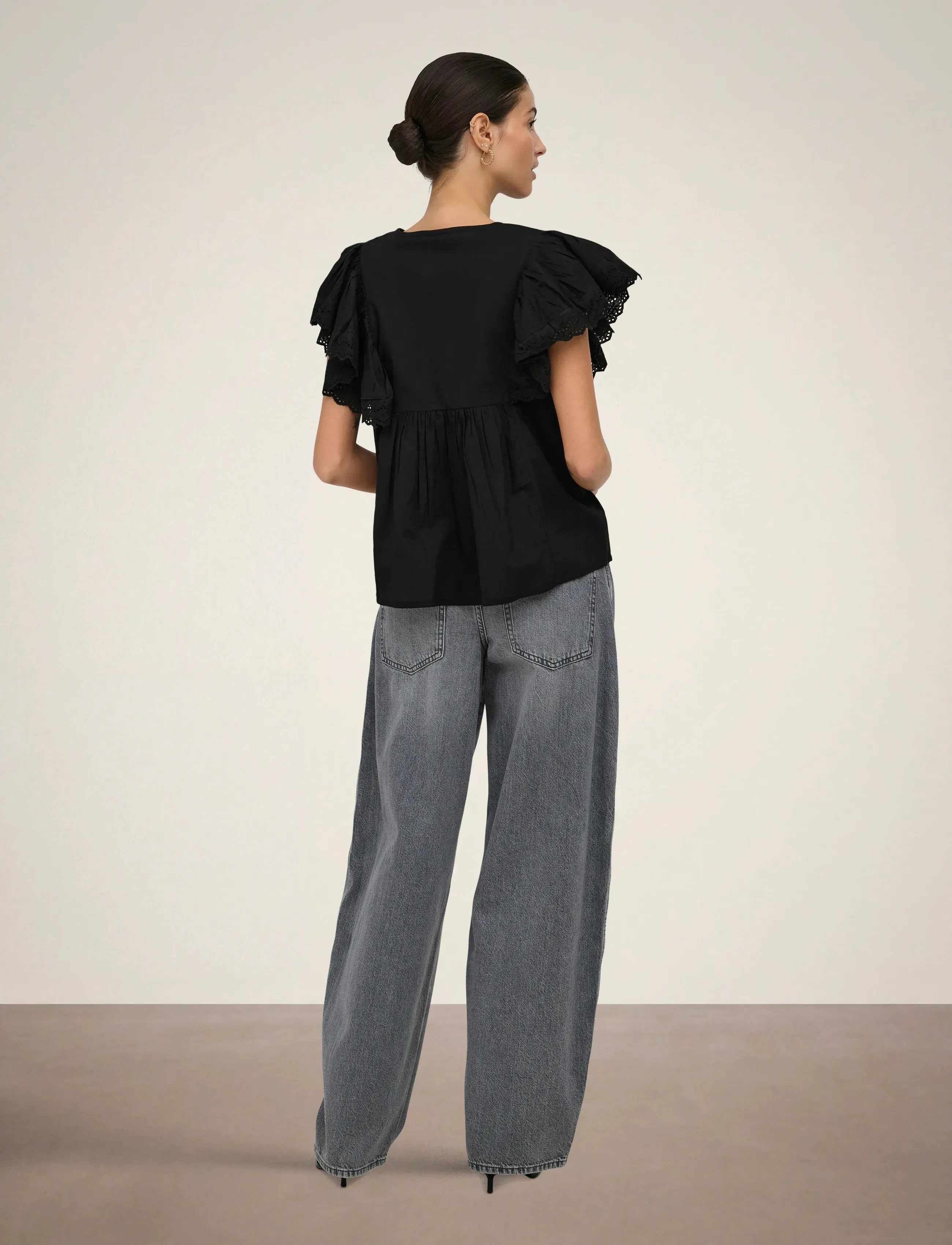 JDY - JDYSIGGA S/S TOP WVN - kortærmede bluser - black - 3