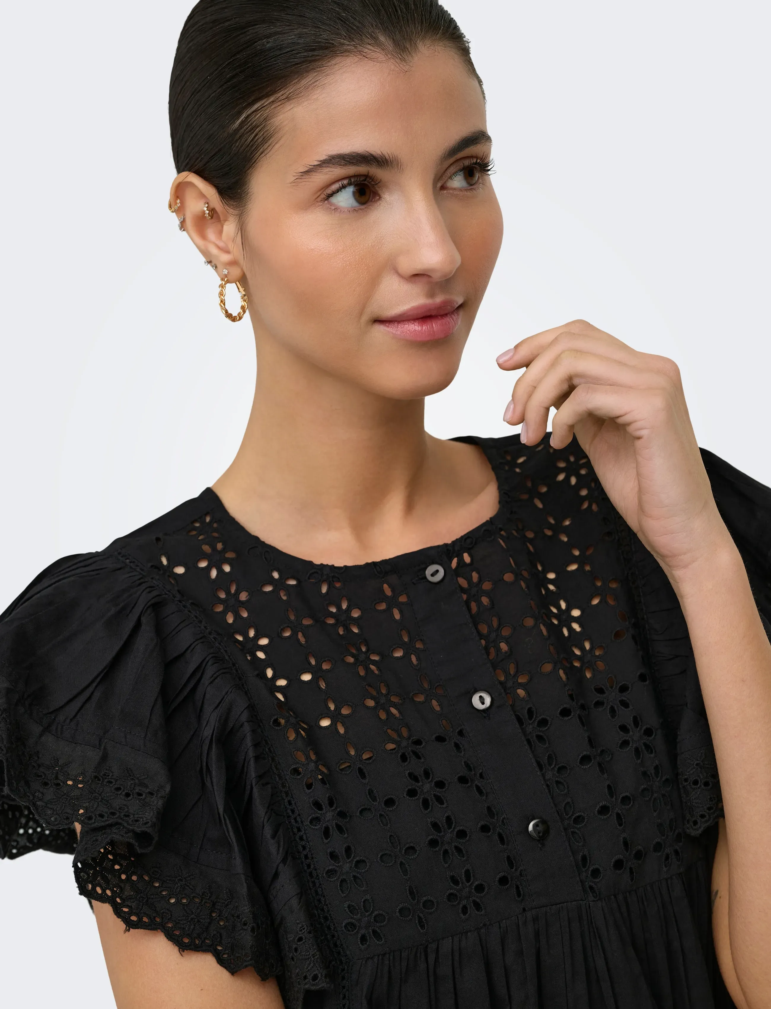 JDY - JDYSIGGA S/S TOP WVN - kortærmede bluser - black - 5