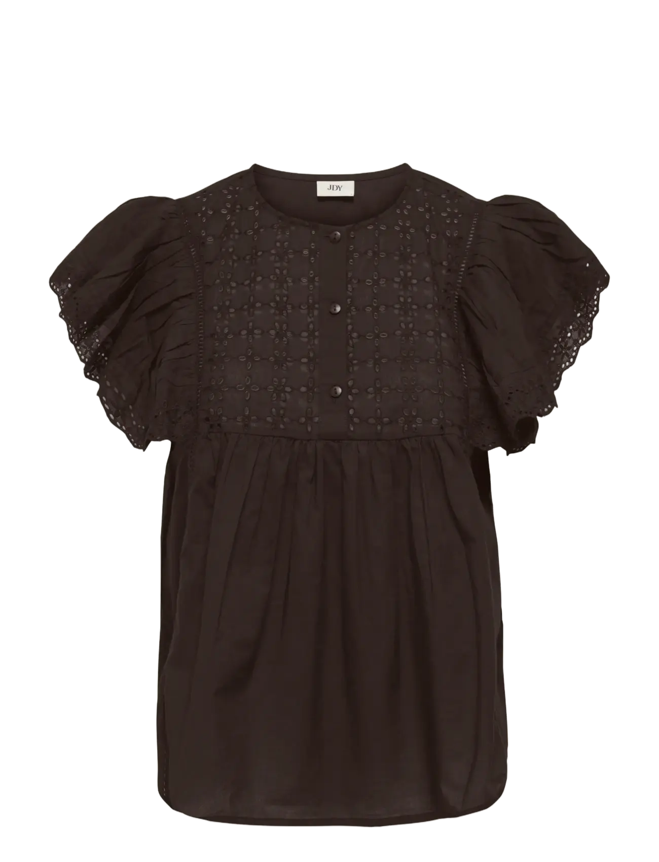 JDY JDYSIGGA S/S TOP WVN - Tøj - CHOCOLATE TORTE / brown
