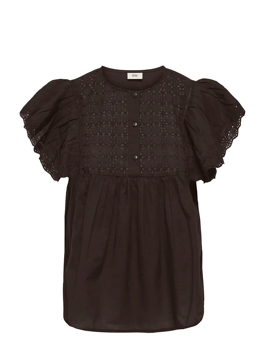 JDY - JDYSIGGA S/S TOP WVN - kortærmede bluser - chocolate torte - 1