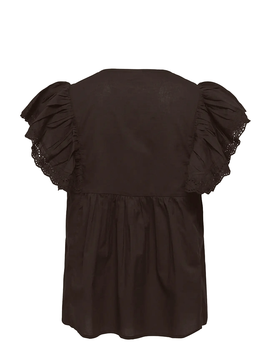 JDY - JDYSIGGA S/S TOP WVN - kortærmede bluser - chocolate torte - 2